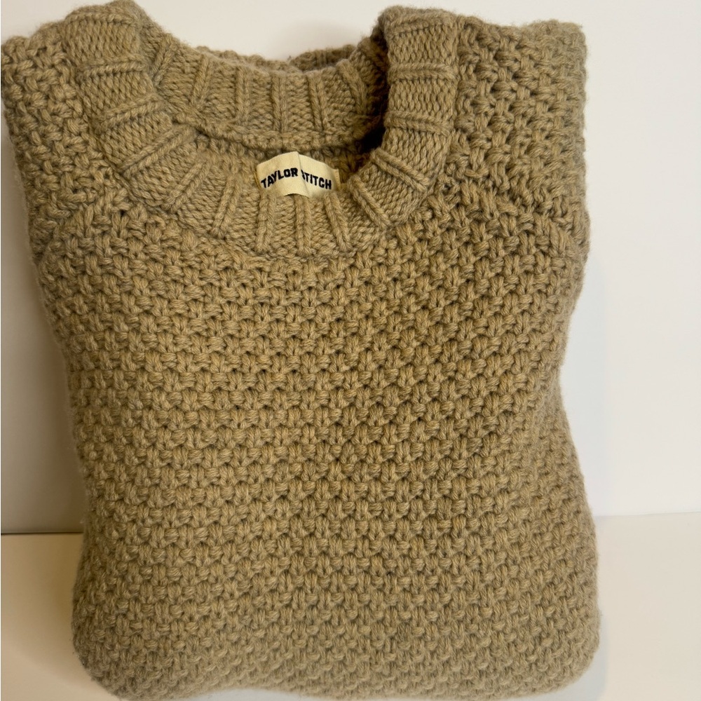 Taylor Stitch Textured Knit Pullover - Olive/100% Merino Wool